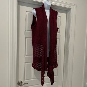 Long Cardigan Sweater Vest Open Front
 -Dark red/burgundy-black, XL.   Like new.